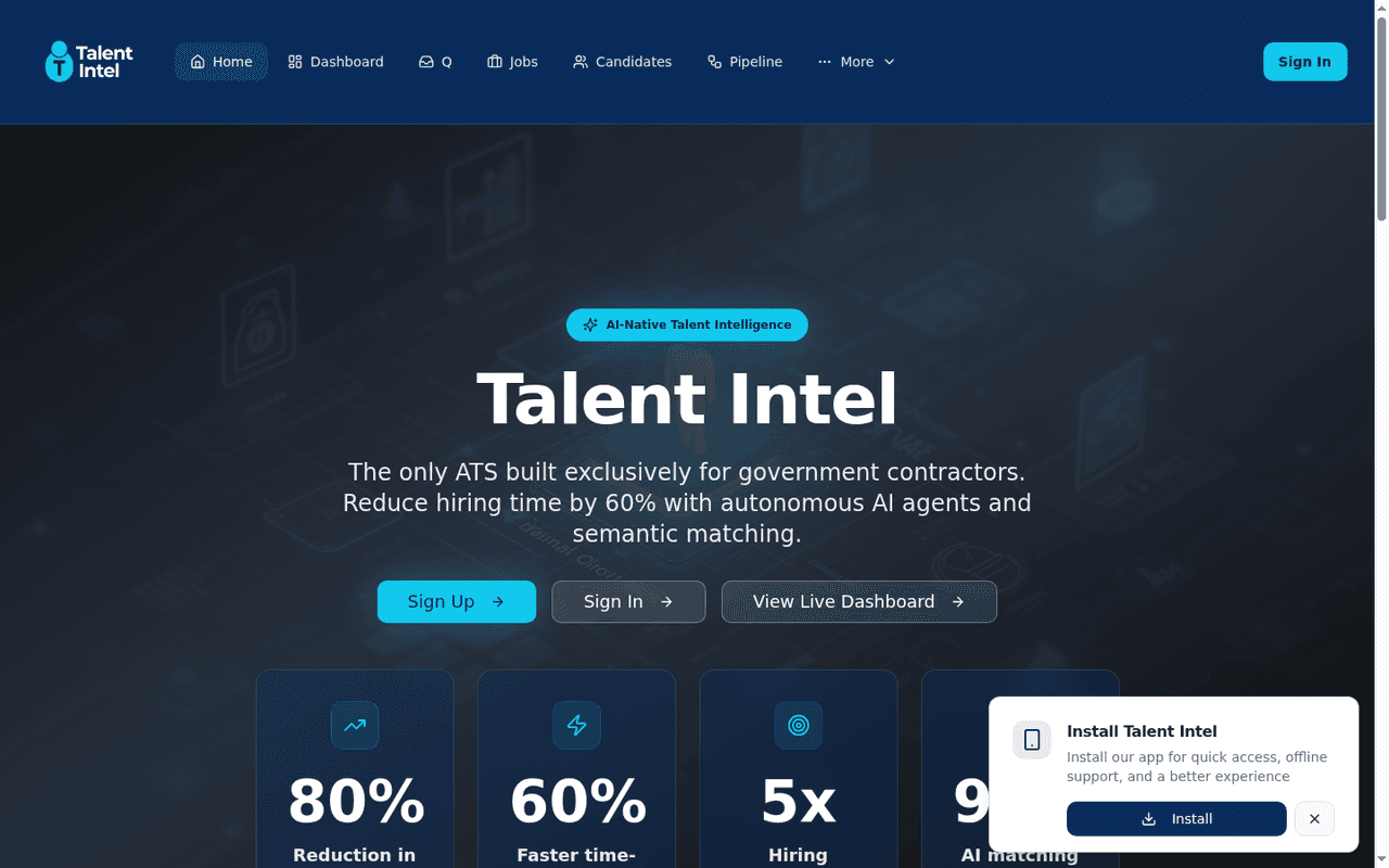 Talent Intel interface